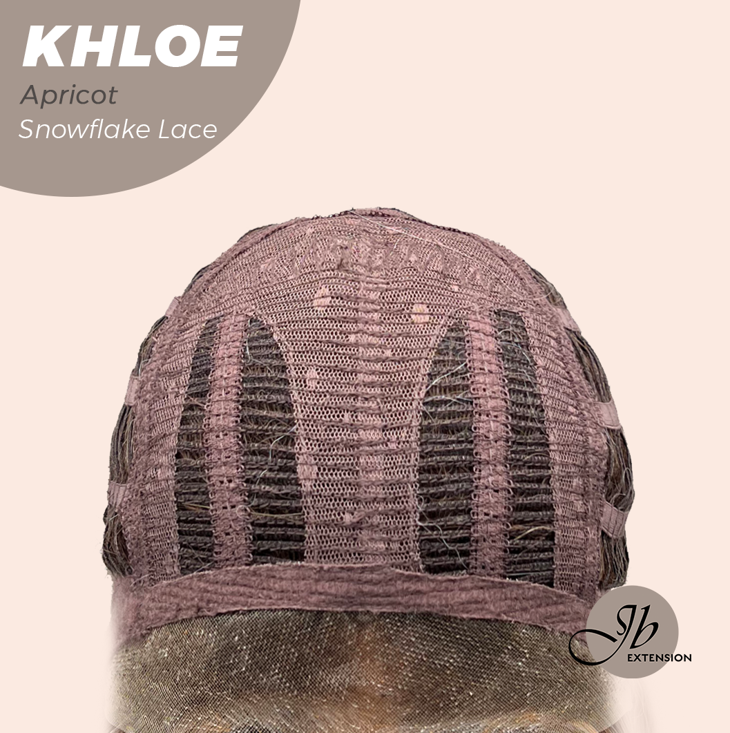 JBEXTENSION 12 Inches Bob Cut Apricot Pre-Cut Snowflake Lace Frontlace Glueless Wig KHLOE APRICOT【PERMATEASE】【BENDY EAR TABS】- S/M