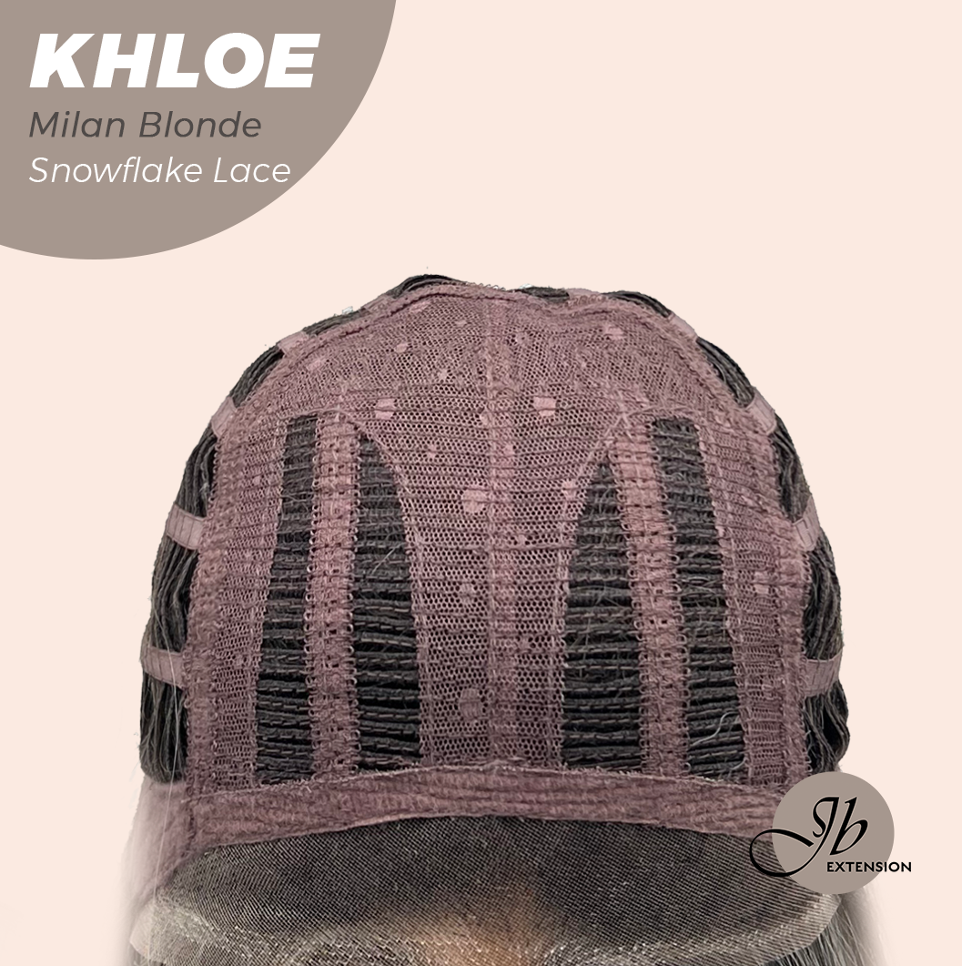JBEXTENSION 12 Inches Bob Cut Milan Blonde Pre-Cut Snowflake Lace Frontlace Glueless Wig KHLOE MILAN BLONDE【PERMATEASE】【BENDY EAR TABS】