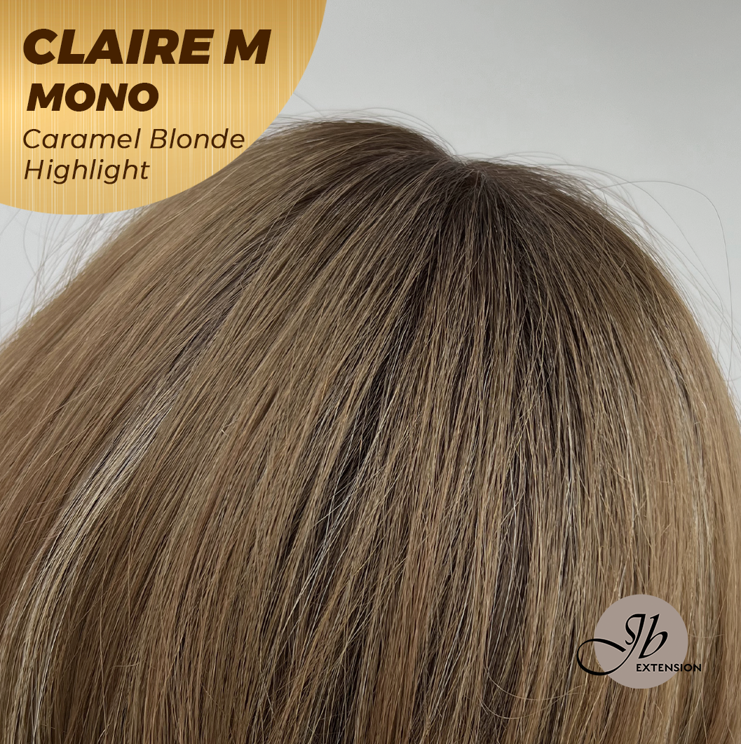 HOT OF SEASON - JBEXTENSION CLAIRE MONO CARAMEL BLONDE HIGHLIGHT Partial Monofilament Wig 22 Inches Caramel Blonde Highlight Partial Mono Lace Glueless Wig CLAIRE MONO CARAMEL BLONDE HIGHLIGHT【BENDY EAR TABS】