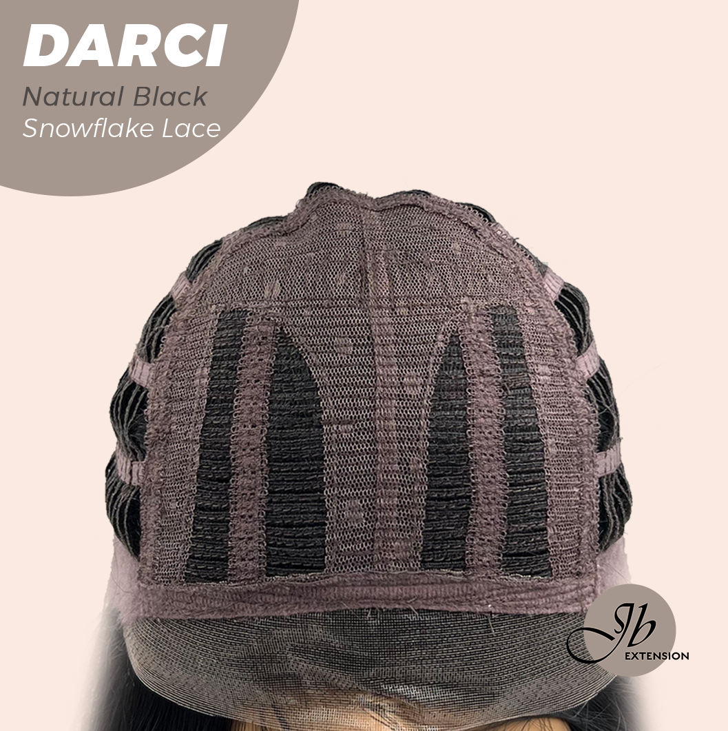 JBEXTENSION 25 Inches Natural Black Pre-Cut Snowflake Lace Frontlace Glueless Wig DARCI NATURAL BLACK【PERMATEASE】【BENDY EAR TABS】