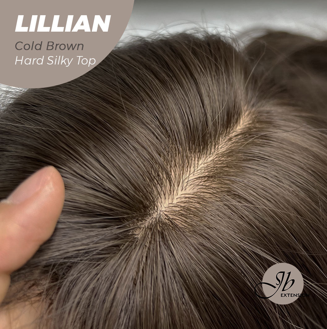 JBEXTENSION 26 Inches Scalpiana Cold Brown Curly 3.5X4 Hard Silky Top Natural Scalp Effect Wig LILLIAN COLD BROWN