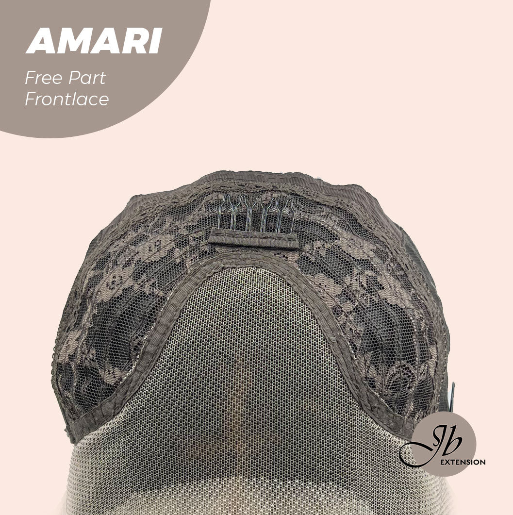 Get this look with our 18 Inches Black With White Highlight Pre-Cut Free Part Frontlae Glueless Wig AMARI