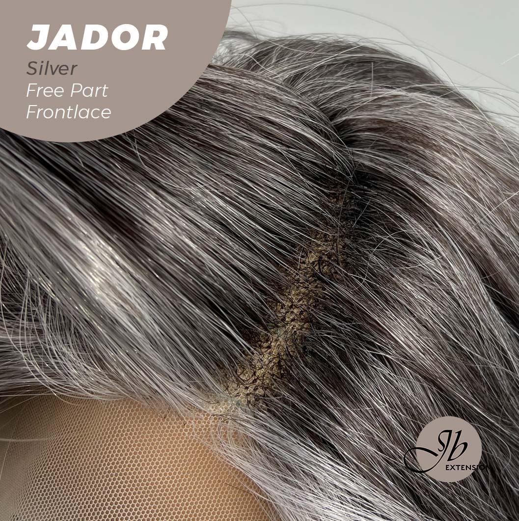 JBEXTENSION 10 Inches Silver Curly Lace Front Wig.Pre Plucked 13*4 HD Transparent Lace Frontal Handmade Futura Fiber Swiss Lace Synthetic Fiber Glueless Wig JADOR SILVER