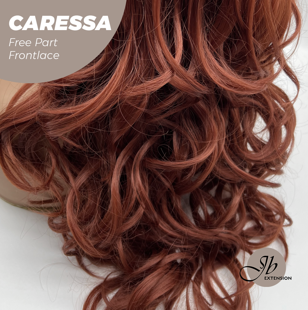 Nichole's Selection - 22 Inches Copper Curly Wave Free Part Frontlae Glueless Wig CARESSA