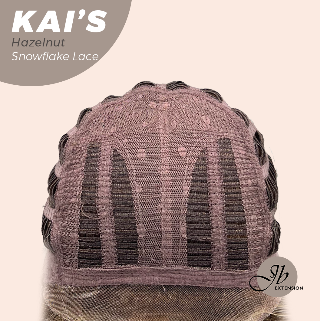 JBEXTENSION 18 Inches Hazelnut Blonde Highlight Pre-Cut Snowflake Lace Frontlace Glueless Wig KAI'S HAZELNUT【PERMATEASE】【BENDY EAR TABS】- M/L