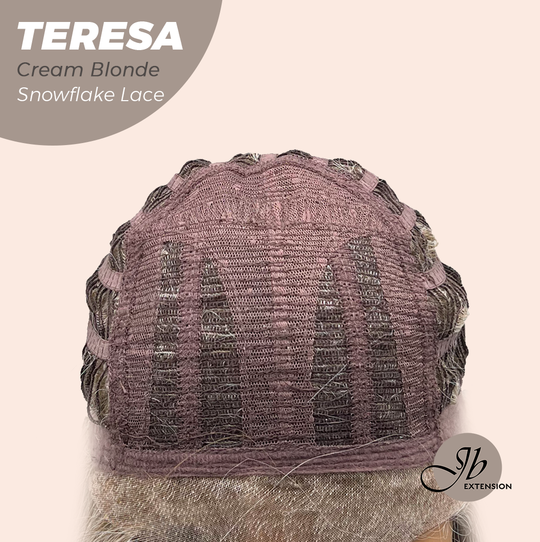 JBEXTENSION 18 Inches Cream Blonde Pre-Cut Snowflake Lace Frontlace Glueless Wig TERESA CREAM BLONDE【PERMATEASE】【BENDY EAR TABS】