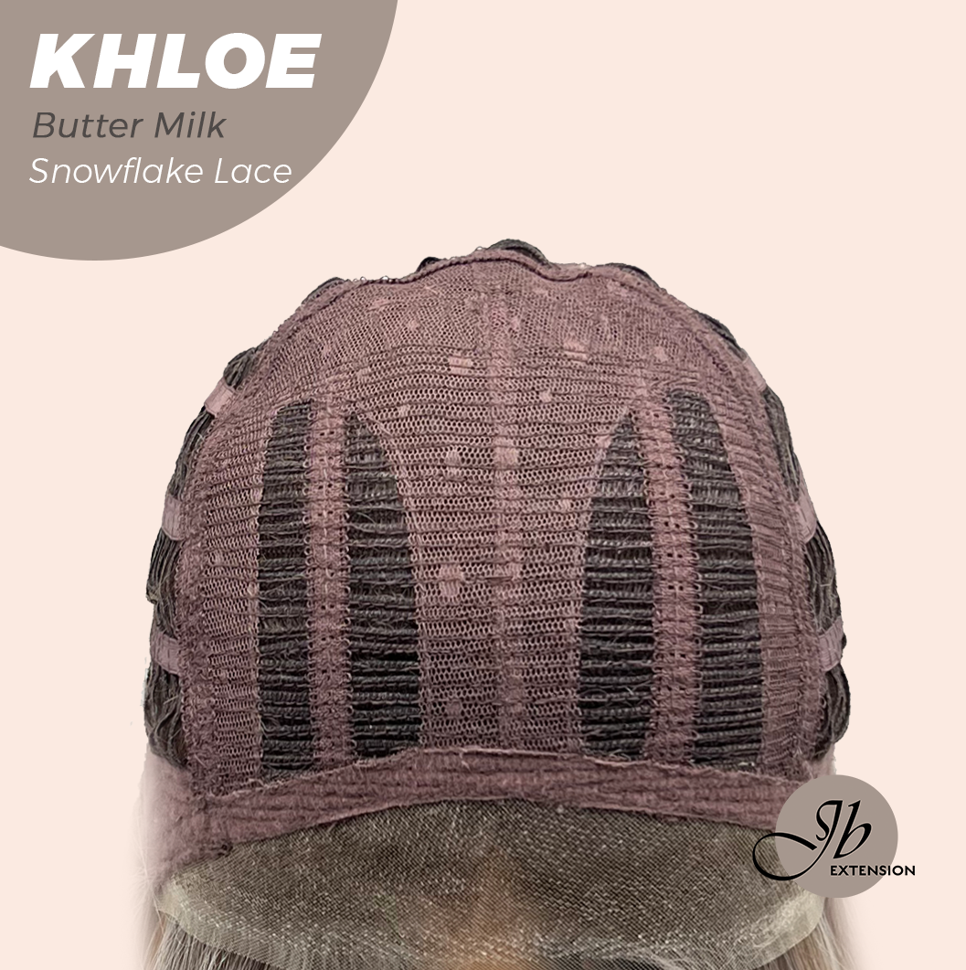 JBEXTENSION 12 Inches Bob Cut Butter Milk Pre-Cut Snowflake Lace Frontlace Glueless Wig KHLOE BUTTER MILK【PERMATEASE】【BENDY EAR TABS】- M/L