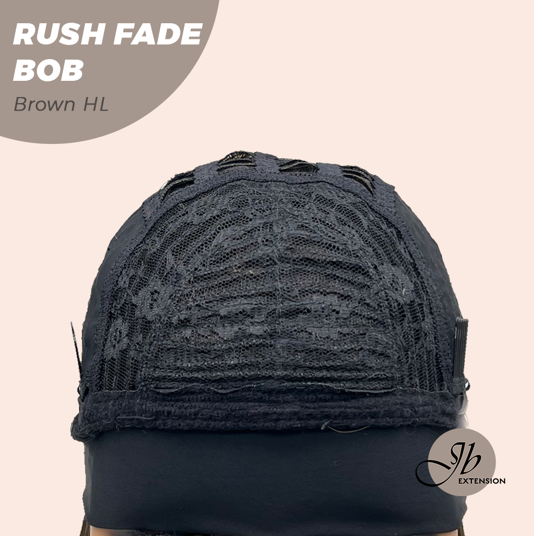 JBEXTENSION 12 Inches Short Hair Brown with Highlight Headband Wig RUSH FADE BOB - BROWN HIGHLIGHT