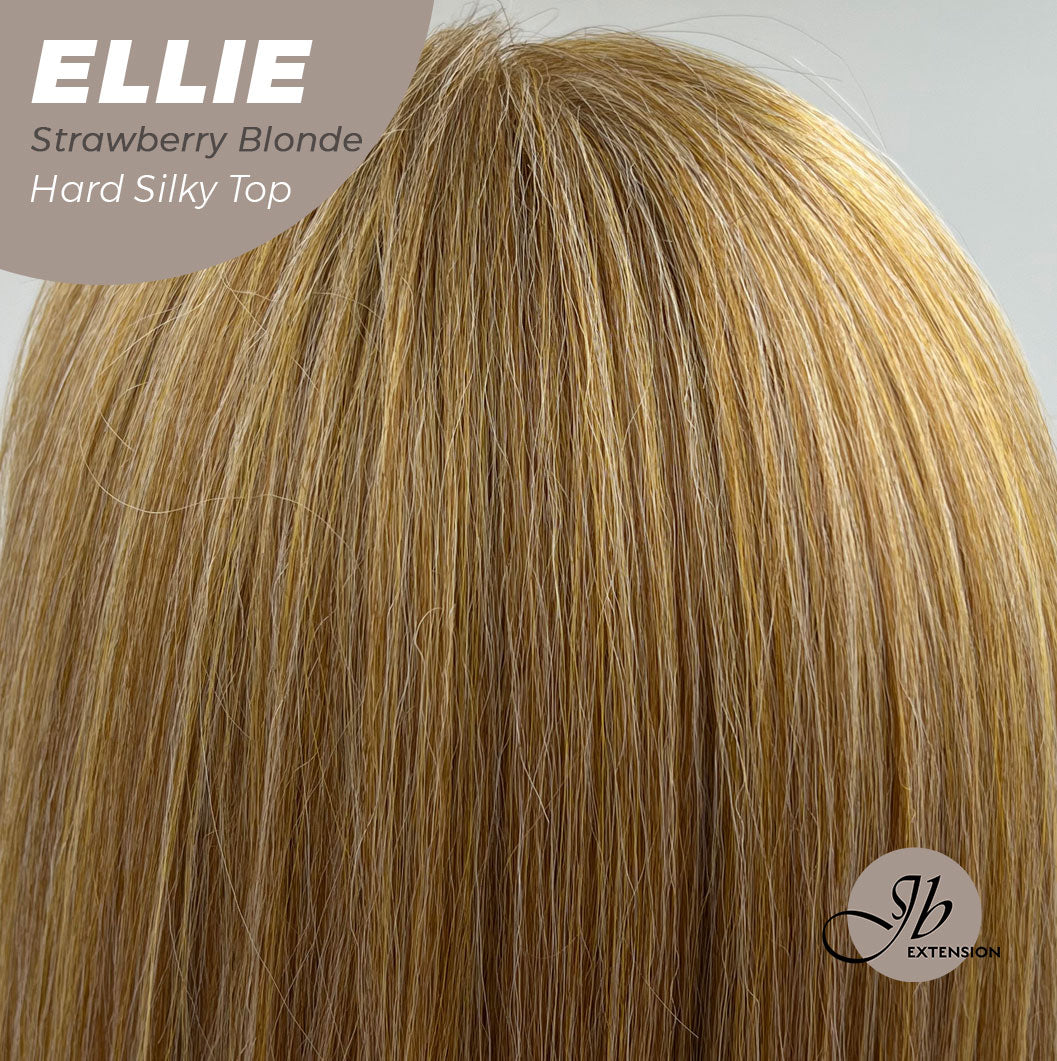 JBEXTENSION 26 Inches Scalpiana Strawberry Blonde Wolf Cut 3.5X4 Hard Silky Top Natural Scalp Effect Wig With Bangs ELLIE STRAWBERRY BLONDE Silk Top