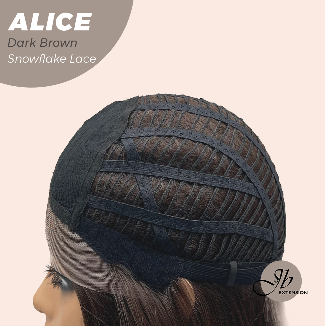 JBEXTENSION 12 Inches Dark Brown Pre-Cut Side Part Snowflake Lace Frontlace Glueless Wig ALICE DARK BROWN【BENDY EAR TABS】