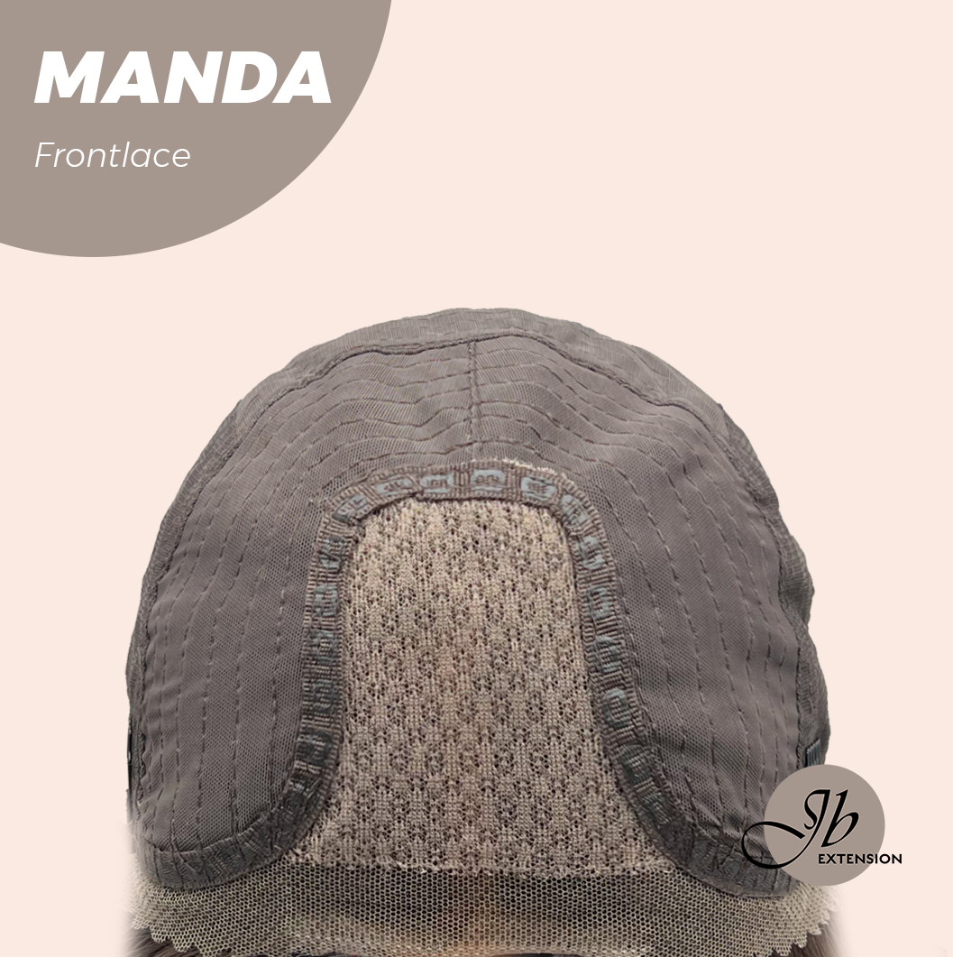 JBEXTENSION 26 Inches Wave Brown with Grey Highlight Pre-Cut Frontlace Glueless Wig MANDA LACE