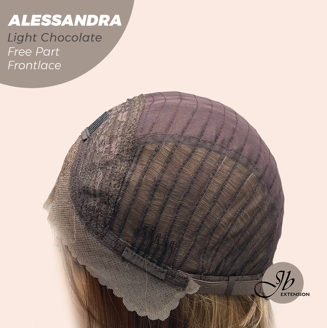 JBEXTENSION 20 Inches Light Chocolate Curly Fiber X, Tangle Less Pre-Cut Free Part Frontlae Glueless Wig ALESSANDRA LIGHT CHOCOLATE