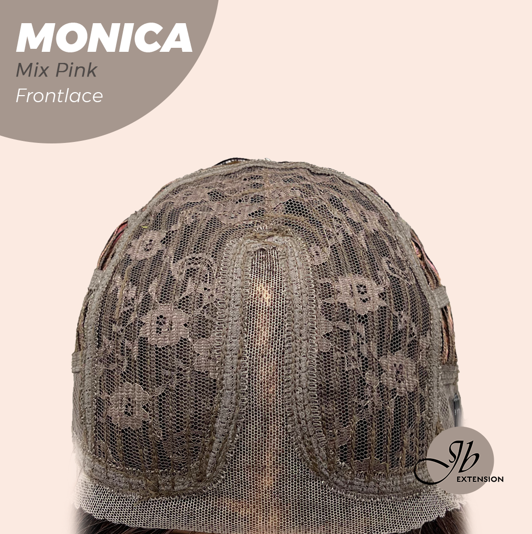 JBEXTENSION 26 Inches Curly Mix Pink Pre-Cut Frontlace Glueless Wig MONICA MIX PINK