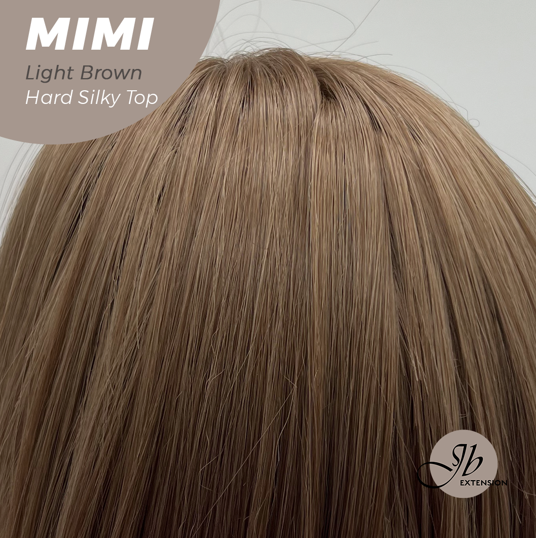 HOT OF SEASON - 16 Inches Scalpiana 3.5X4 Hard Silky Top Natural Scalp Effect Light Brown Body Wave Wig With Bangs Wig MIMI SILK TOP LIGHT BROWN