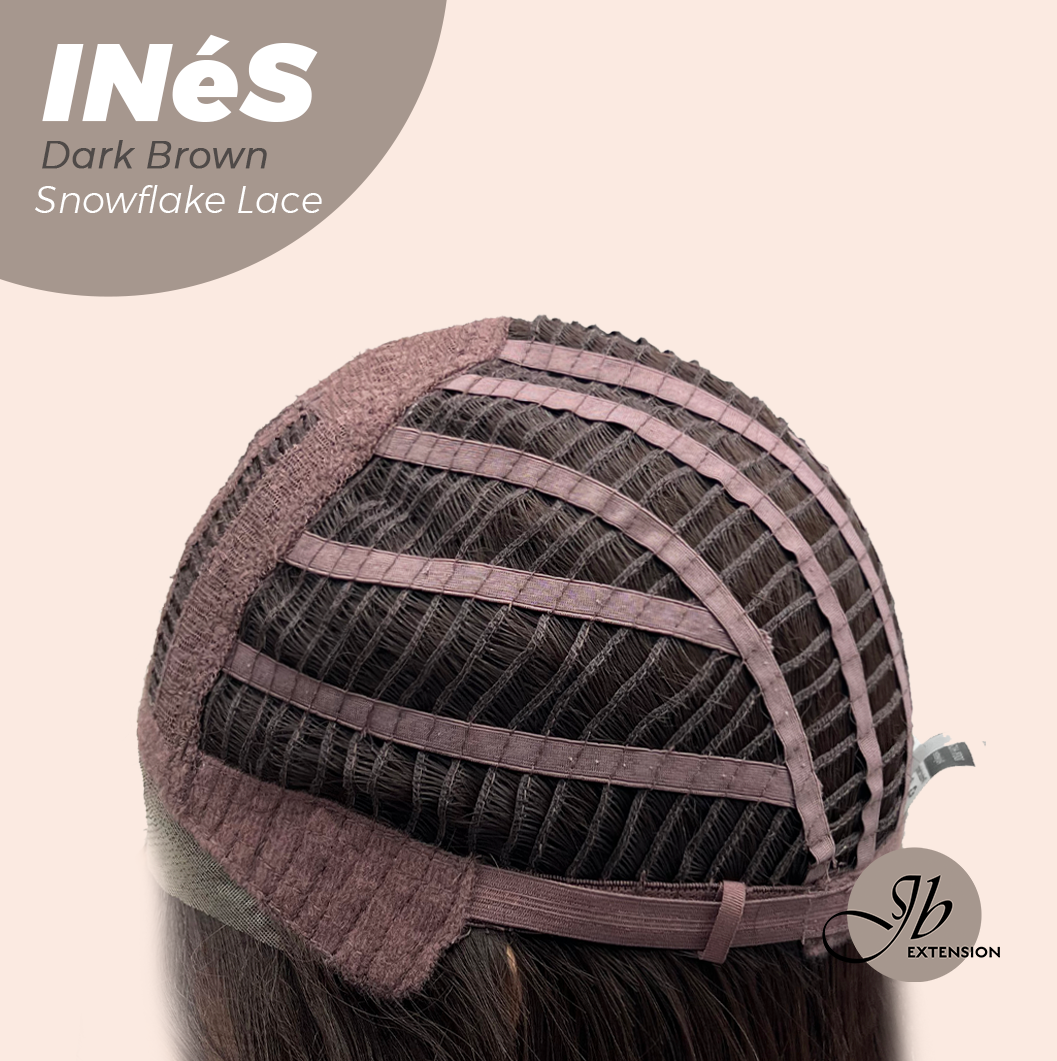 JBEXTENSION 22 Inches Dark Brown Pre-Cut Snowflake Lace Frontlace Glueless Wig INéS DARK BROWN【PERMATEASE】【BENDY EAR TABS】- M/L