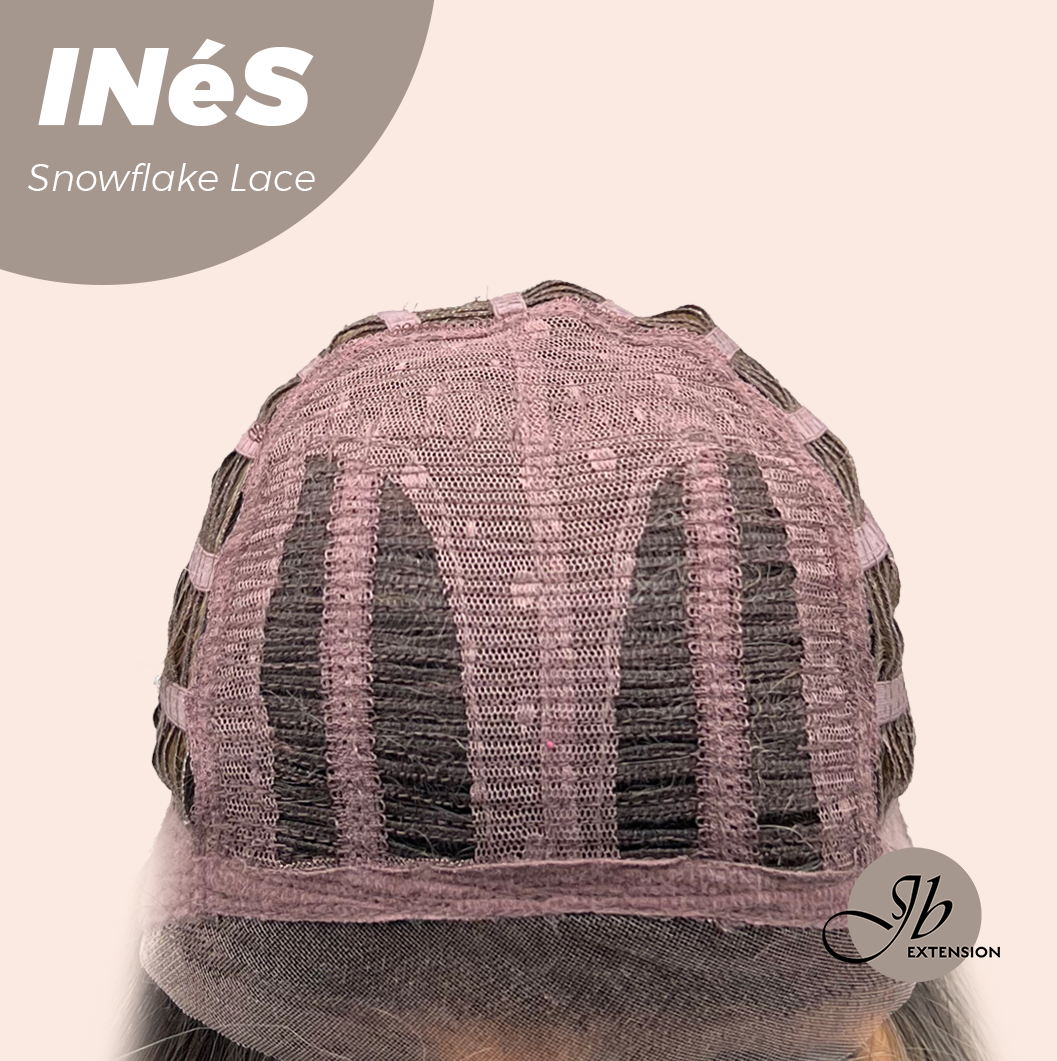 JBEXTENSION 22 Inches Mix Blonde Pre-Cut Snowflake Lace Frontlace Glueless Wig INéS SNOWFLAKE【PERMATEASE】【BENDY EAR TABS】- S/M