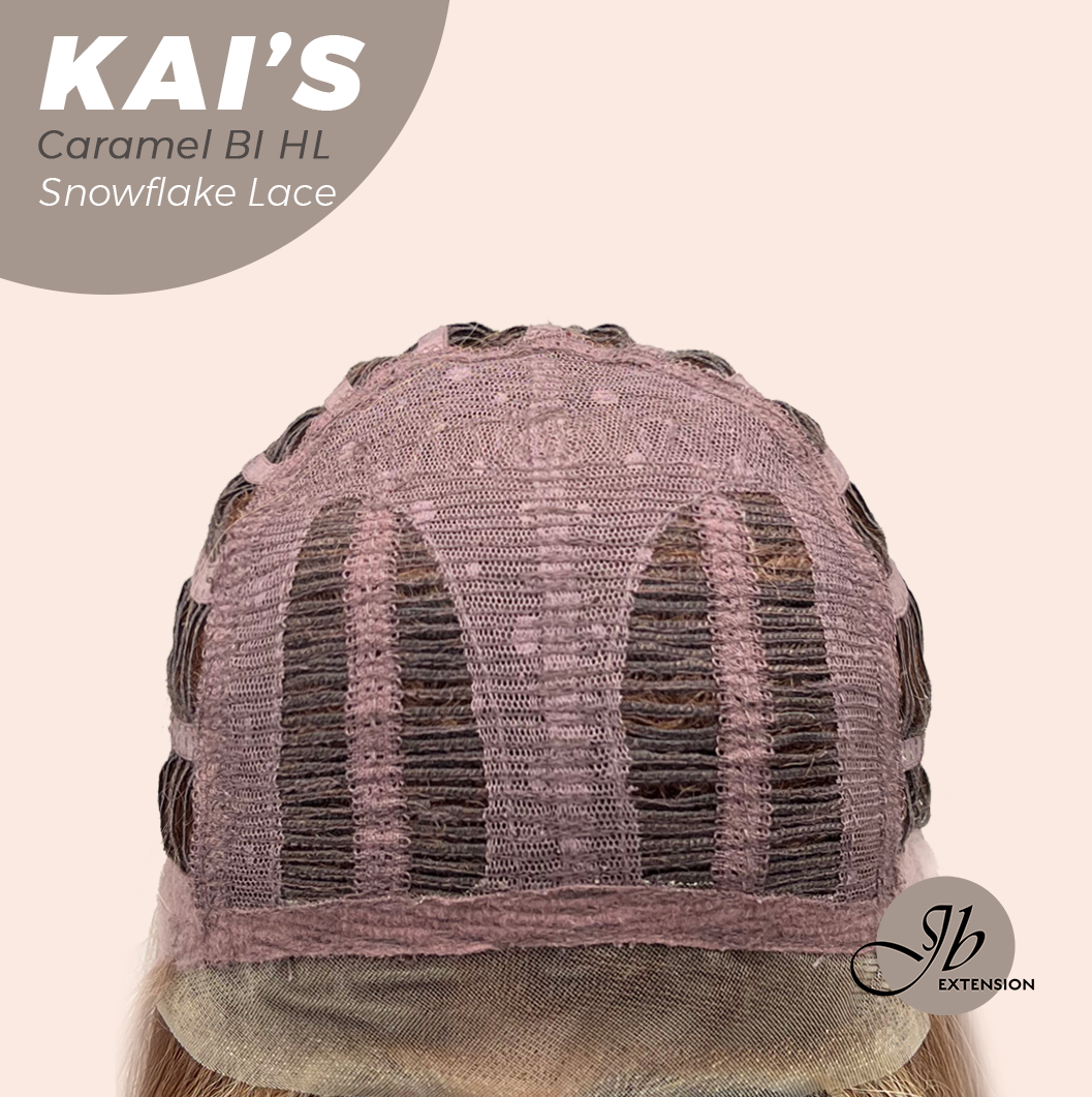 [PRE-ORDER] JBEXTENSION 18 Inches Caramel Blonde Highlight Pre-Cut Snowflake Lace Frontlace Glueless Wig KAI'S CARAMEL BLONDE HIGHLIGHT【PERMATEASE】【BENDY EAR TABS】