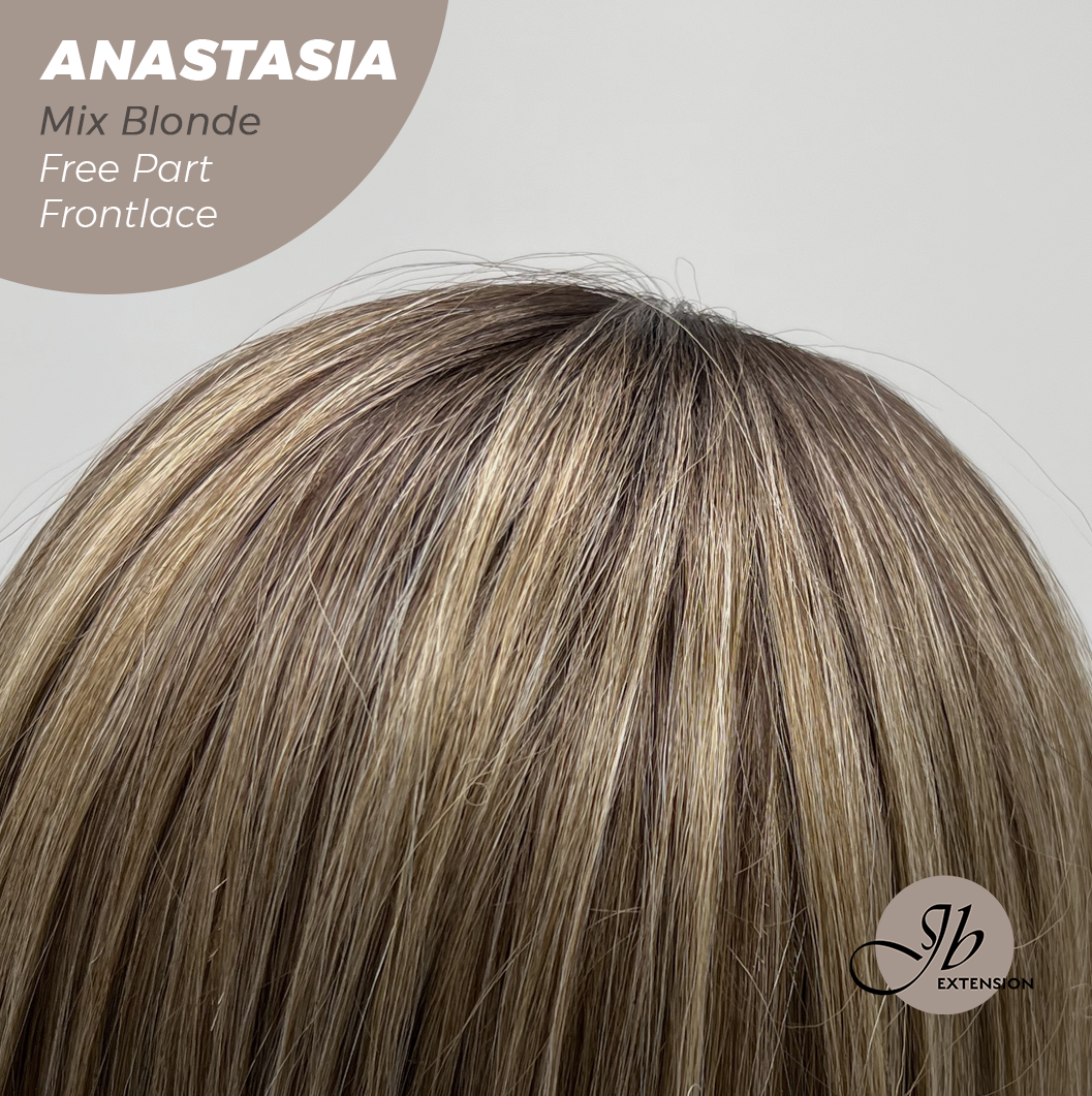 JBEXTENSION 20 Inches Mix Blonde Curly Pre-Cut 13X3 Lace Free Part Frontlace Glueless Wig ANASTASIA MIX BLONDE