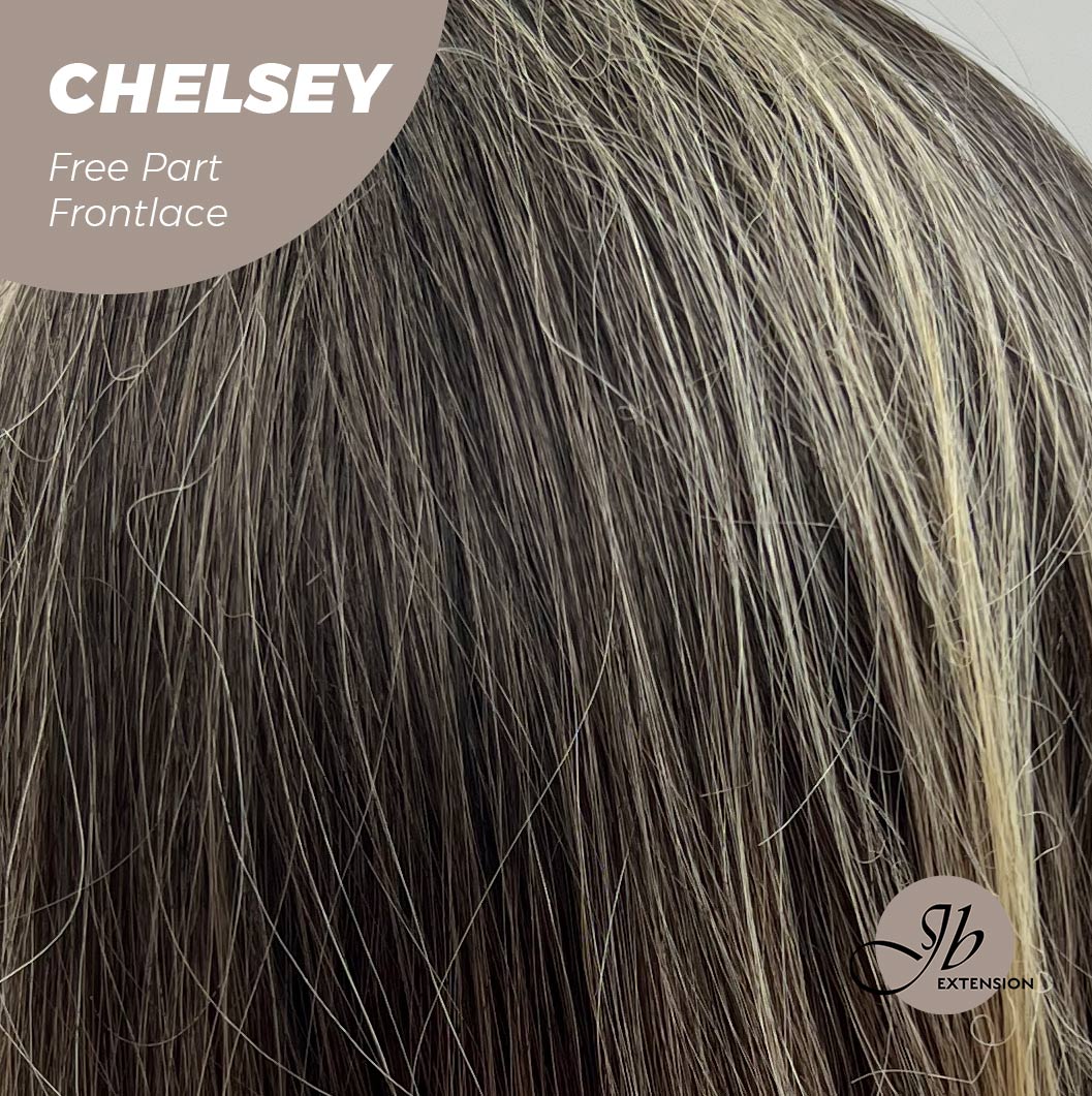 JBEXTENSION 26 Inches Curly Mix Blonde Free Part Pre-Cut Frontlace Glueless Wig CHELSEY