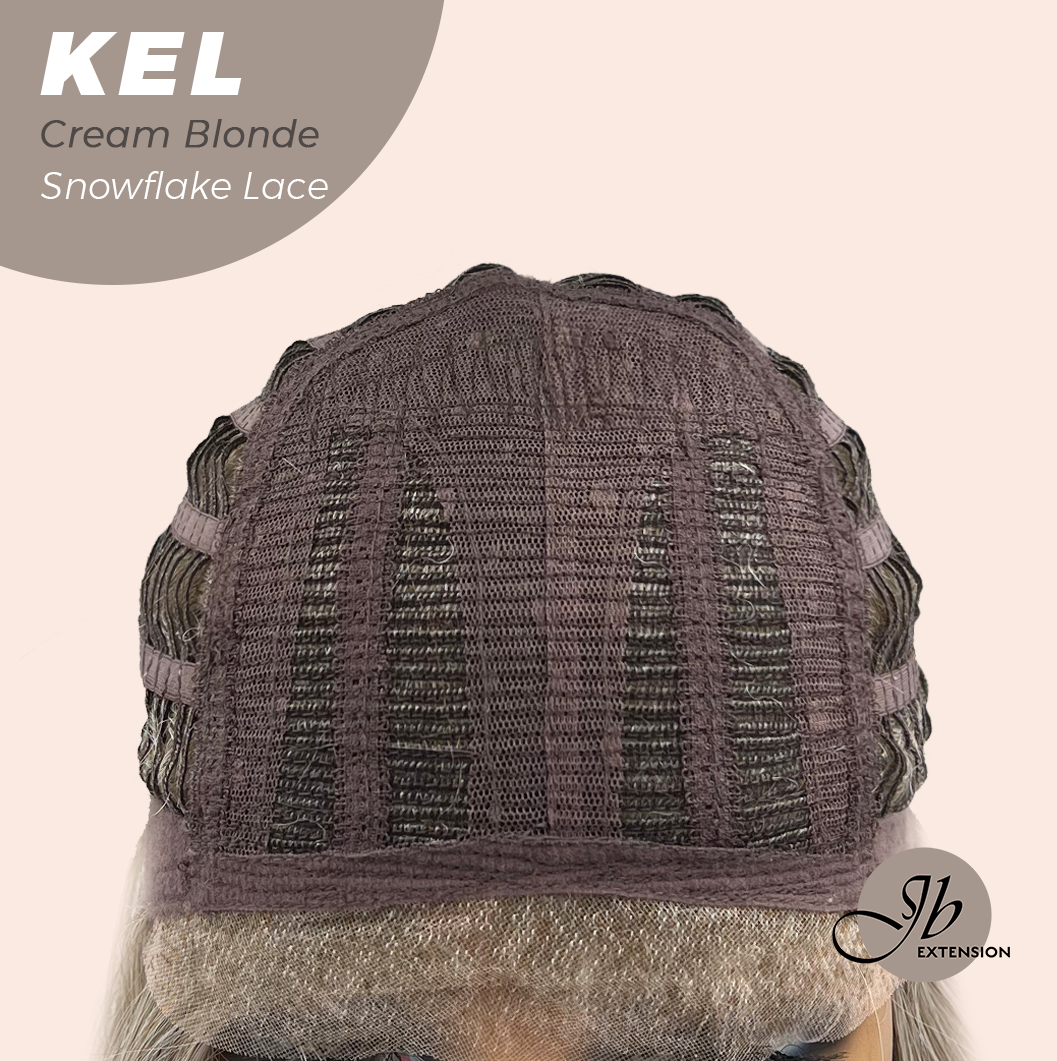 JBEXTENSION 22 Inches Cream Blonde Pre-Cut Snowflake Lace Frontlace Glueless Wig KEL CREAM BLONDE【PERMATEASE】【BENDY EAR TABS】- M/L