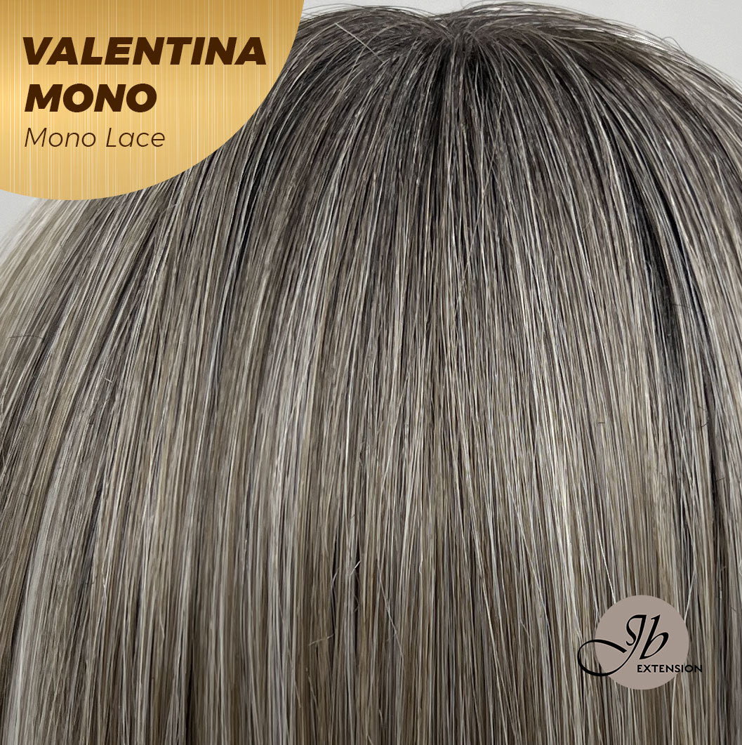 JBEXTENSION VALENTINA MONO Monofilament Handmade Wig 6X5 Full Monofilament Hand Tied Top Wig 12 Inches Ombre Brown Full Mono Lace Wig With Anti-slip Silicone Strips Glueless Wig VALENTINA MONO【BENDY EAR TABS】