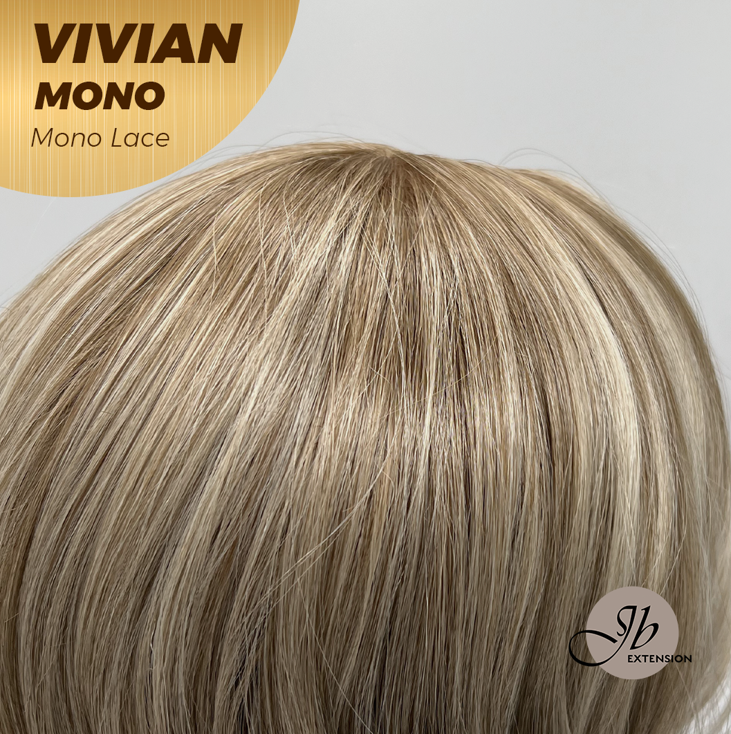 JBEXTENSION VIVIAN MONO Monofilament Handmade Wig 6X5 Full Monofilament Hand Tied Top Wig 12 Inches Blonde Wave Mono Lace Wig With Anti-slip Silicone Strips Glueless Wig VIVIAN MONO【BENDY EAR TABS】