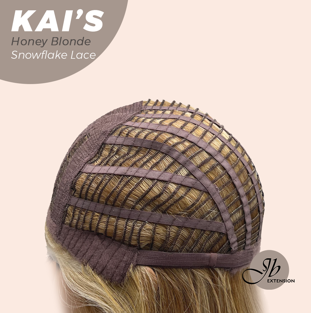 JBEXTENSION 18 Inches Honey Blonde Pre-Cut Snowflake Lace Frontlace Glueless Wig KAI'S HONEY BLONDE【PERMATEASE】【BENDY EAR TABS】