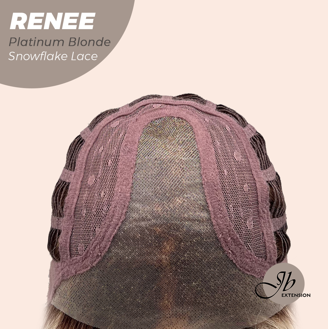JBEXTENSION 21 Inches Platinum Blonde Pre-Cut T Part Snowflake Lace Frontlace Glueless Wig RENEE PLATINUM BLONDE【BENDY EAR TABS】