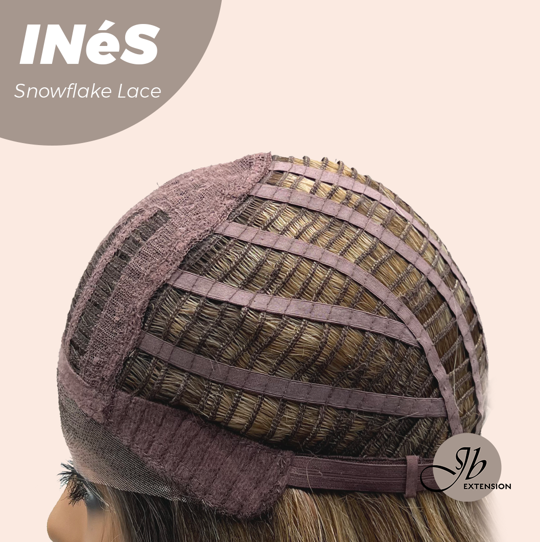 JBEXTENSION 22 Inches Mix Blonde Pre-Cut Snowflake Lace Frontlace Glueless Wig INéS SNOWFLAKE【PERMATEASE】【BENDY EAR TABS】- S/M