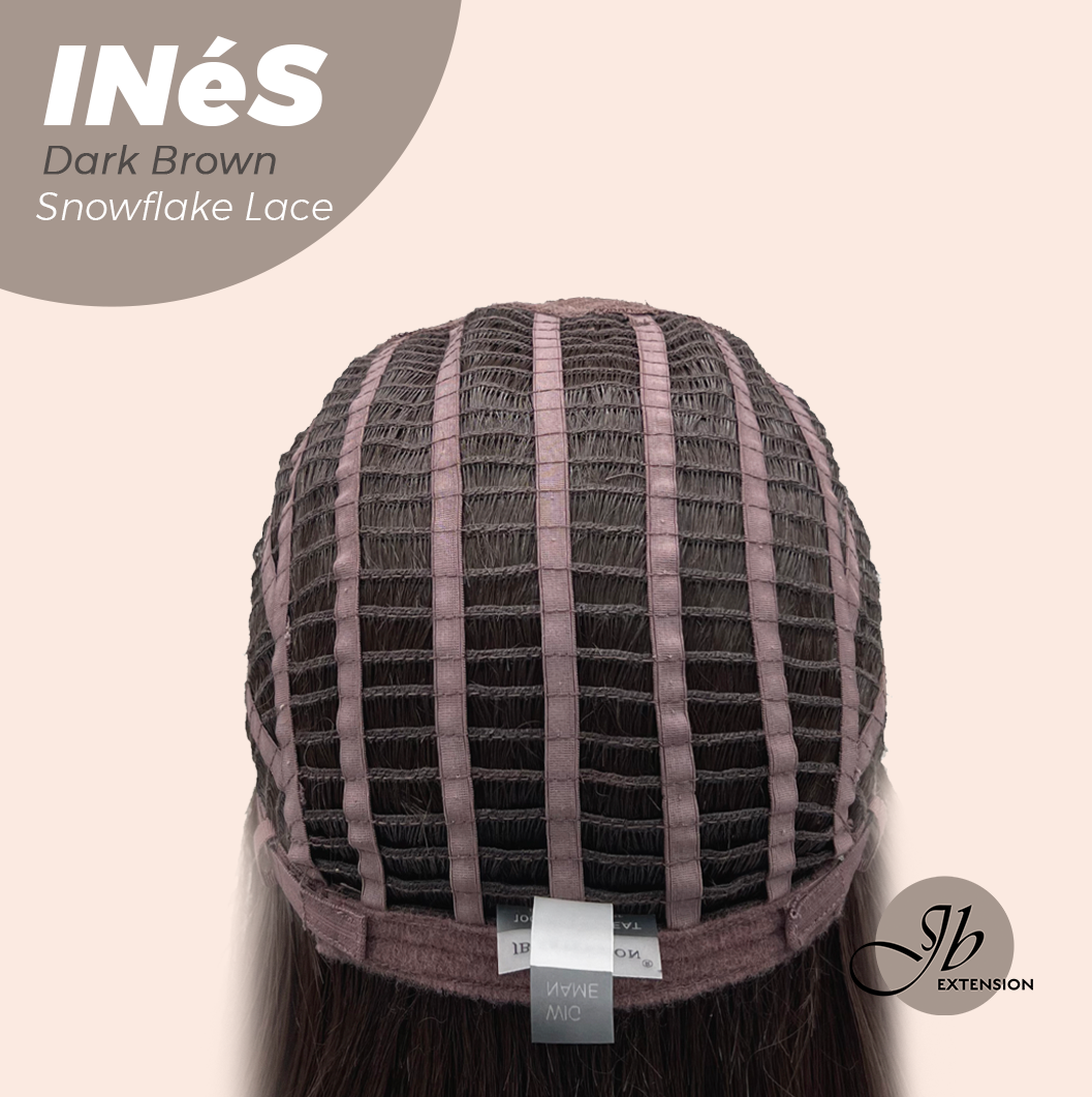 JBEXTENSION 22 Inches Dark Brown Pre-Cut Snowflake Lace Frontlace Glueless Wig INéS DARK BROWN【PERMATEASE】【BENDY EAR TABS】- M/L