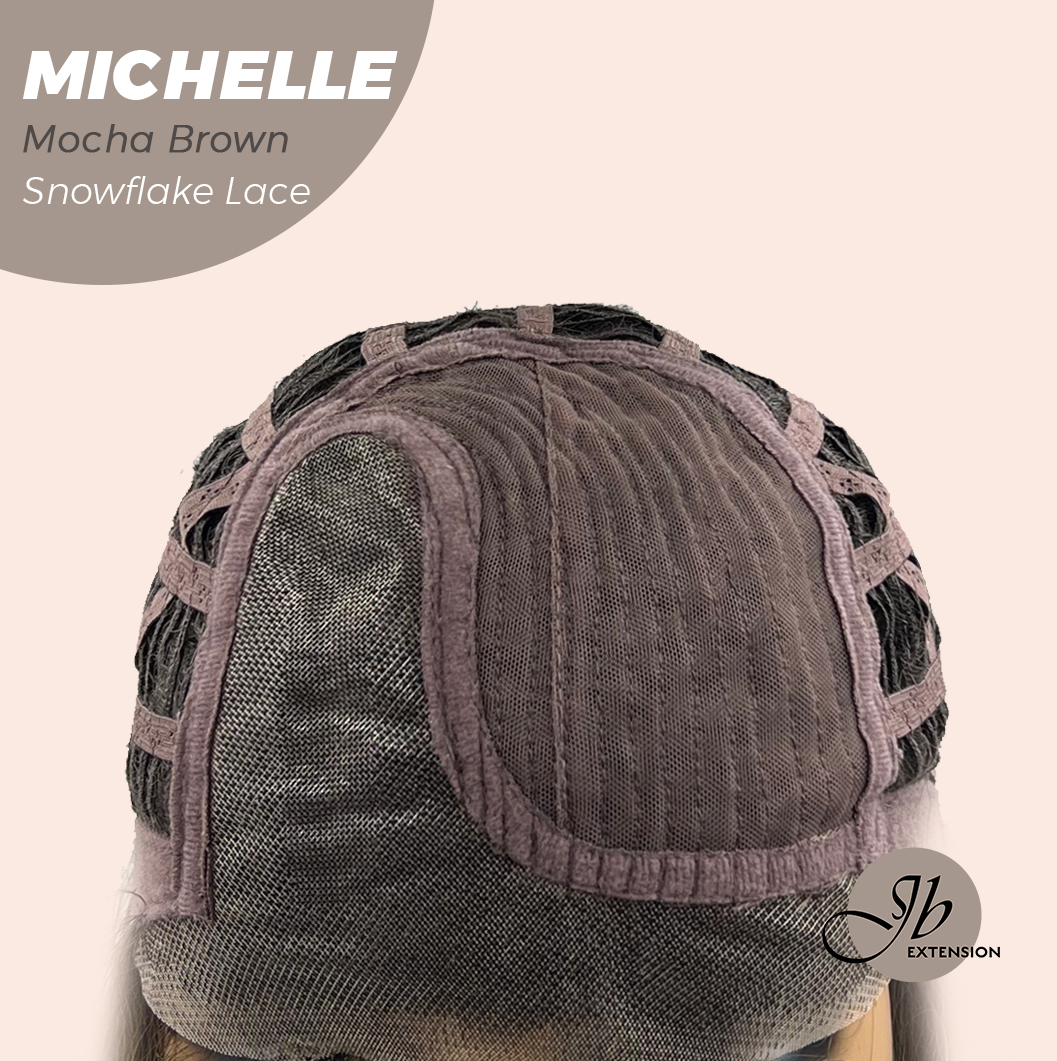 JBEXTENSION 10 Inches Mocha Brown Pre-Cut Side Part Snowflake Lace Frontlace Glueless Wig MICHELLE MOCHA BROWN【BENDY EAR TABS】