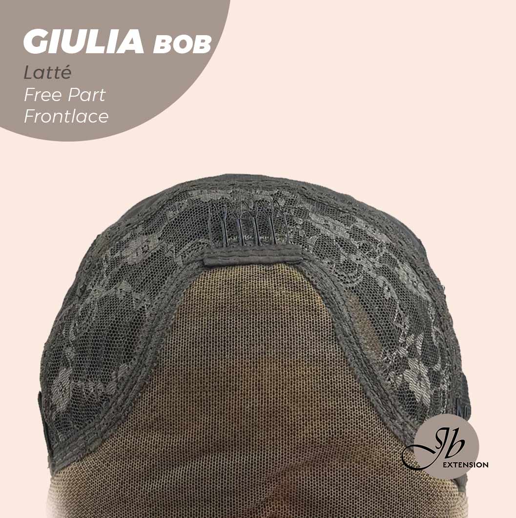 JBEXTENSION 14 Inches Bob Cut Mix Color With Highlight Free Part Pre-Cut Frontlace Glueless Wig GIULIA BOB LATTé (FREE PARTING)