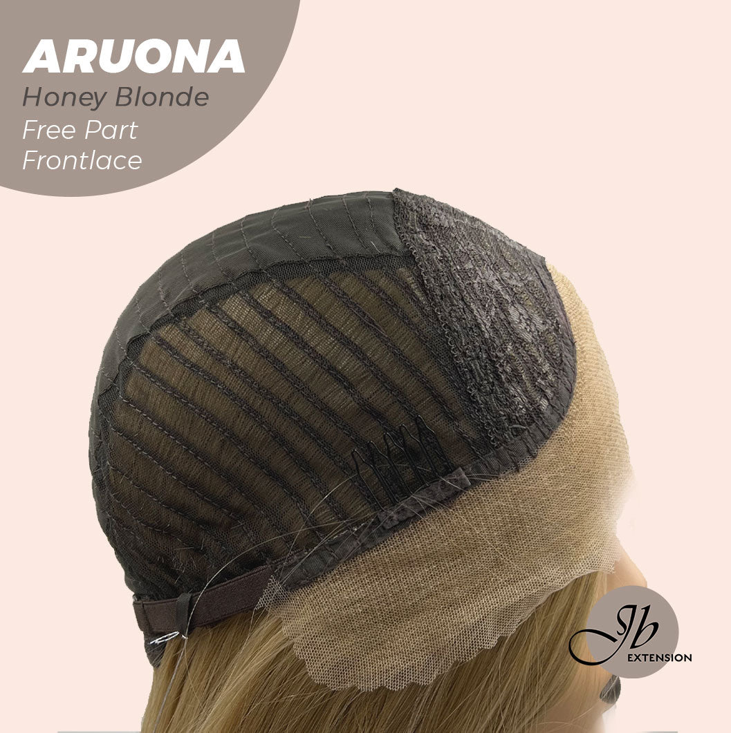 JBEXTENSION 28 Inches Honey Blonde Straight 13X3.5 Free Part Pre-Cut Frontlace Glueless Wig ARUONA HONEY BLONDE