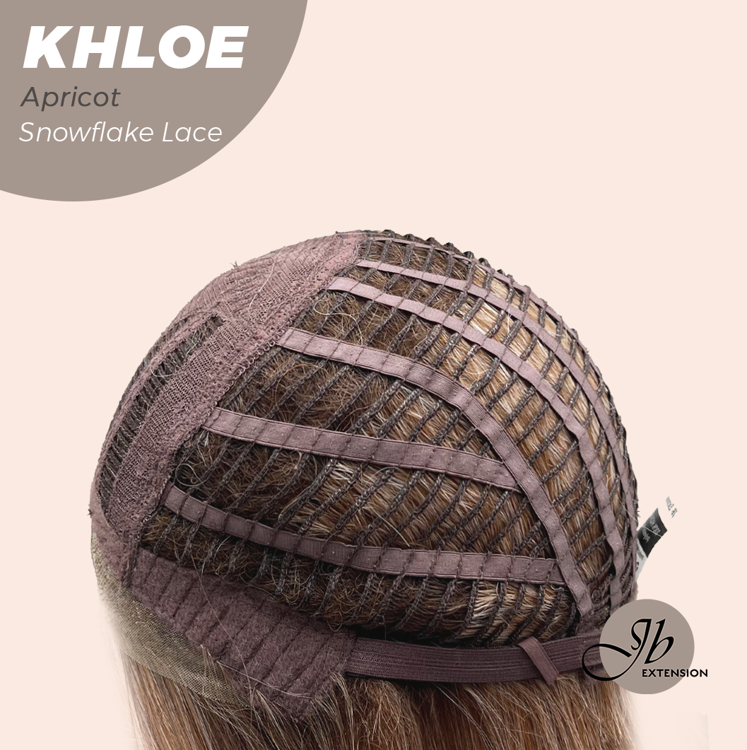JBEXTENSION 12 Inches Bob Cut Apricot Pre-Cut Snowflake Lace Frontlace Glueless Wig KHLOE APRICOT【PERMATEASE】【BENDY EAR TABS】- M/L