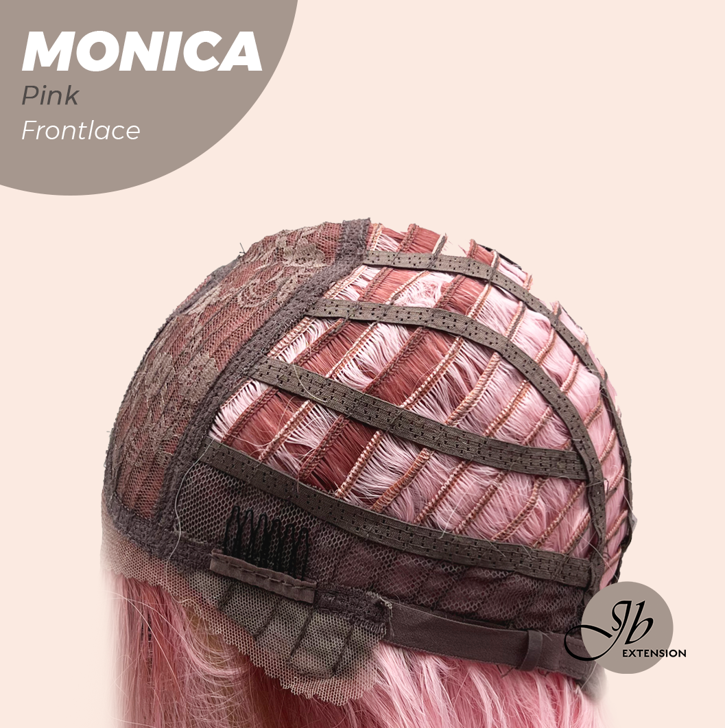 JBEXTENSION 26 Inches Curly Pink Pre-Cut Frontlace Glueless Wig MONICA PINK