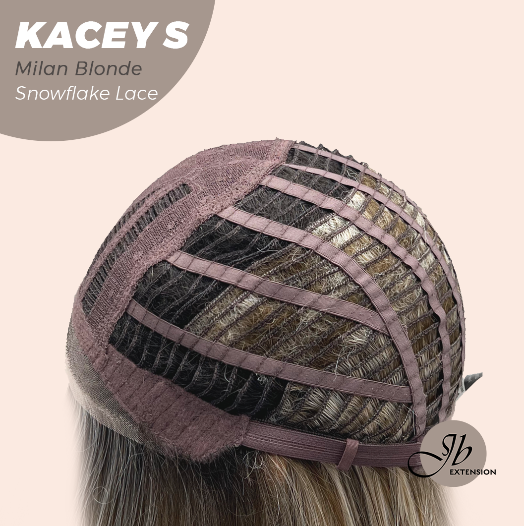 JBEXTENSION 20 Inches Milan Blonde Pre-Cut Snowflake Lace Frontlace Glueless Wig KACEY S MILAN BLONDE【PERMATEASE】【BENDY EAR TABS】