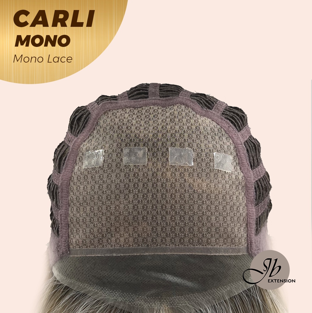 JBEXTENSION CARLI MONO Monofilament Handmade Wig 6X5 Full Monofilament Hand Tied Top Wig 14 Inches Mix Blonde Wave Mono Lace Wig With Anti-slip Silicone Strips Glueless Wig CARLI MONO【BENDY EAR TABS】