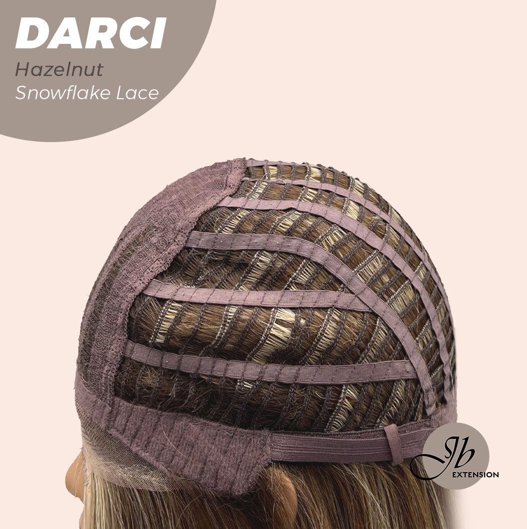 JBEXTENSION 25 Inches Hazelnut Blonde Highlight Pre-Cut Snowflake Lace Frontlace Glueless Wig DARCI HAZELNUT【PERMATEASE】【BENDY EAR TABS】