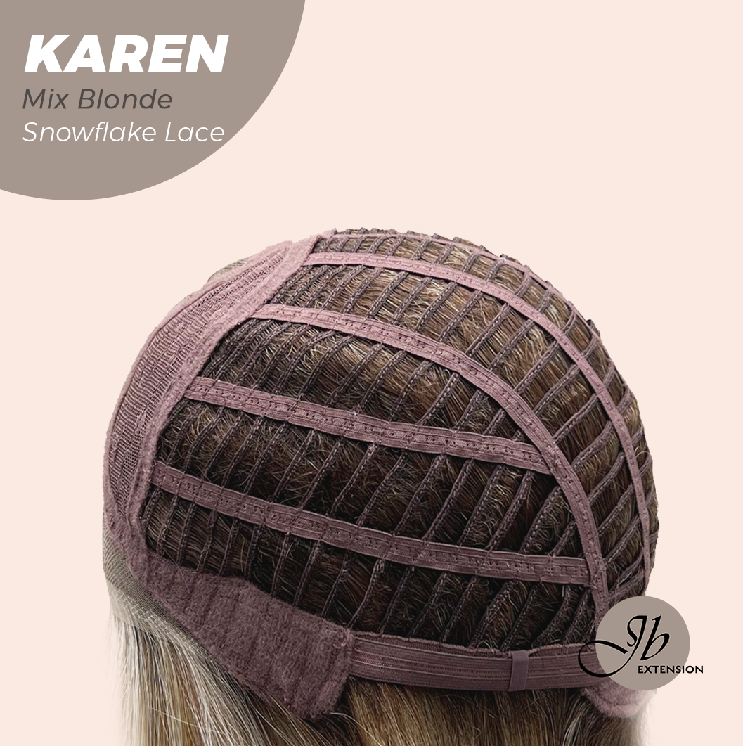JBEXTENSION 18 Inches Mix Blonde Pre-Cut T Part Snowflake Lace Frontlace Glueless Wig KAREN MIX BLONDE【BENDY EAR TABS】