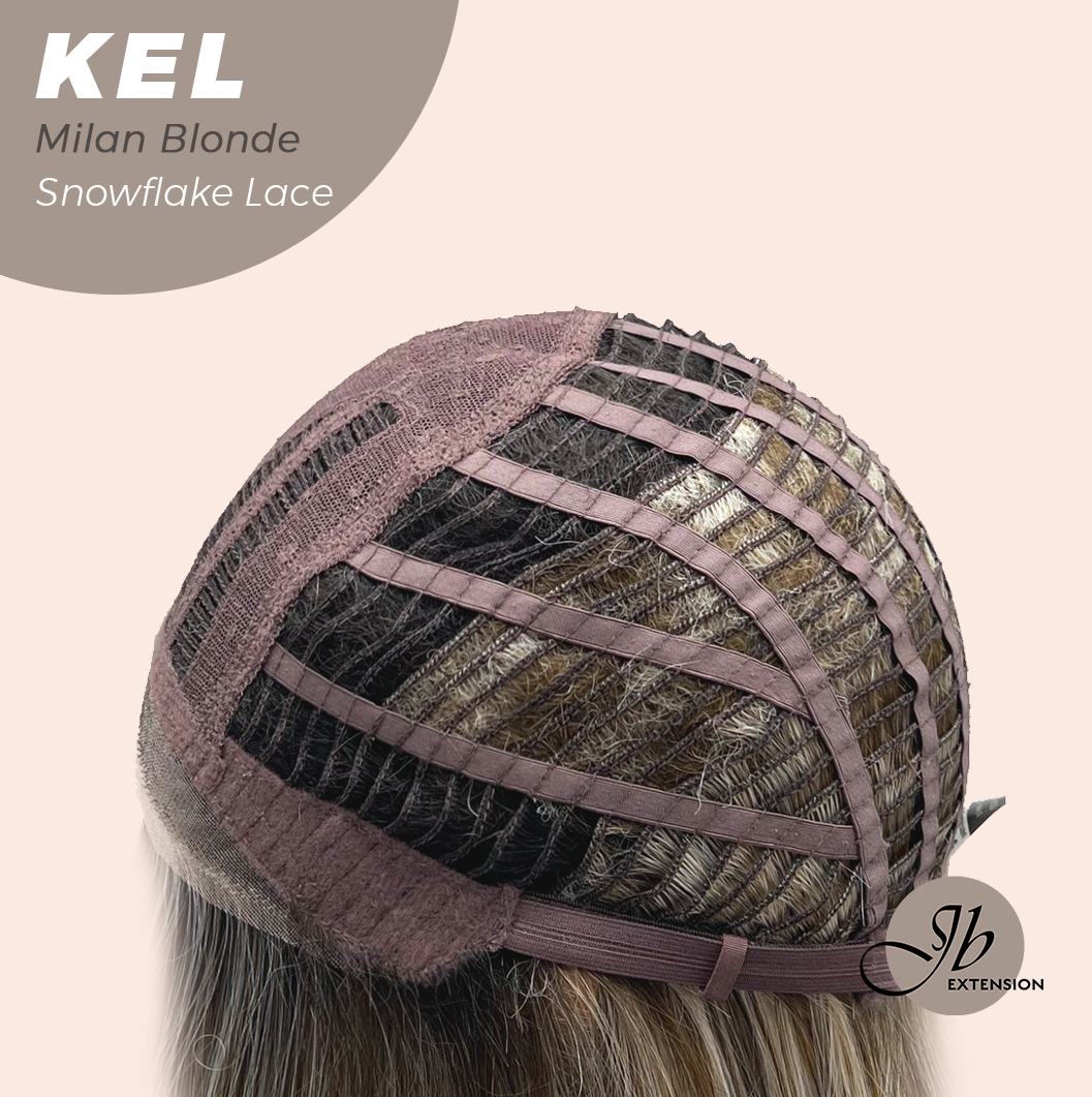 JBEXTENSION 22 Inches Milan Blonde Pre-Cut Snowflake Lace Frontlace Glueless Wig KEL MILAN BLONDE【PERMATEASE】【BENDY EAR TABS】- M/L