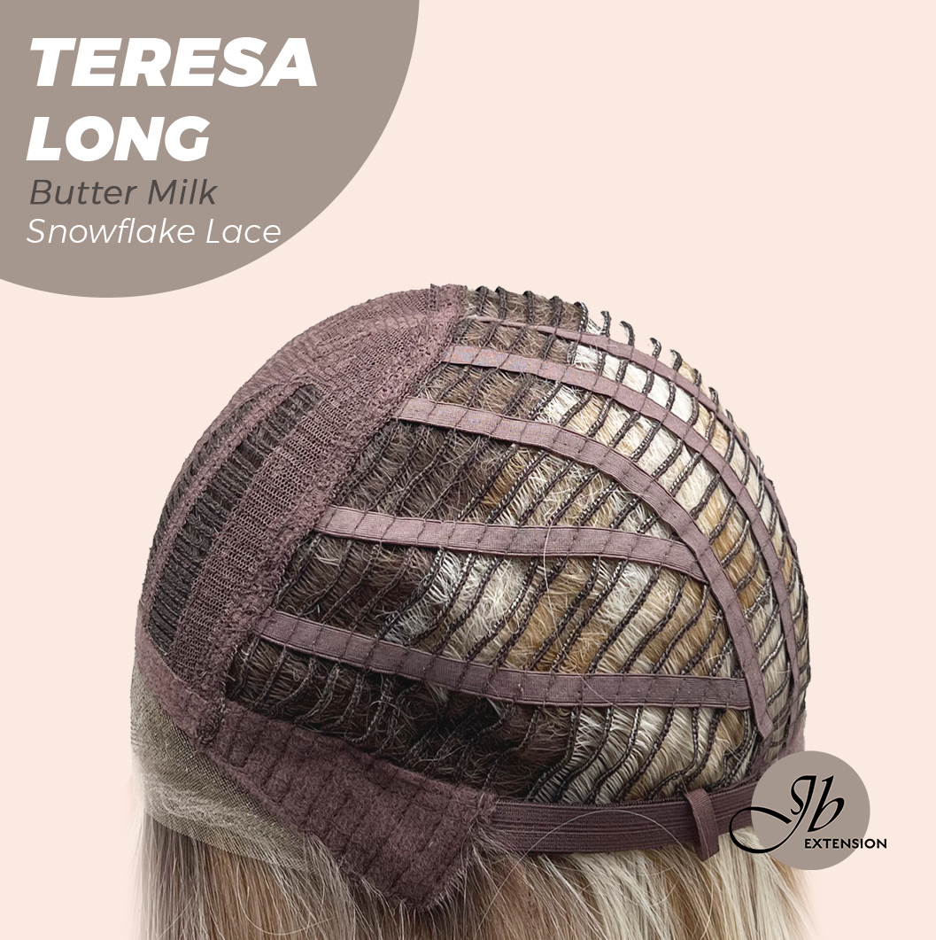JBEXTENSION 22 Inches Long Butter Milk Pre-Cut Snowflake Lace Frontlace Glueless Wig TERESA LONG BUTTER MILK【PERMATEASE】【BENDY EAR TABS】
