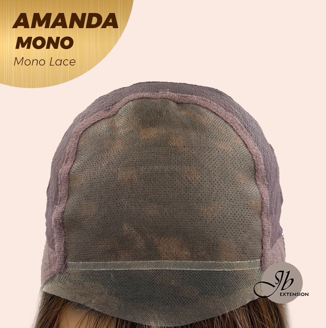 [PRE-ORDER] JBEXTENSION AMANDA MONO Full Monofilament Handmade Full Lace Full Hand Tied Wig 10 Inches Black With Caramel Highlight Mono Lace Handmade Futura Fiber Wig Glueless Wig AMANDA MONO【BENDY EAR TABS】