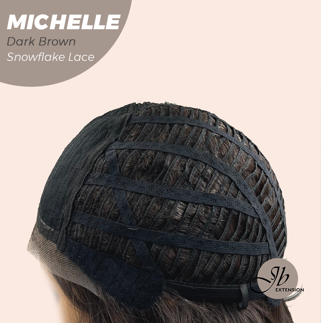 JBEXTENSION 10 Inches Dark Brown Pre-Cut Side Part Snowflake Lace Frontlace Glueless Wig MICHELLE DARK BROWN【BENDY EAR TABS】
