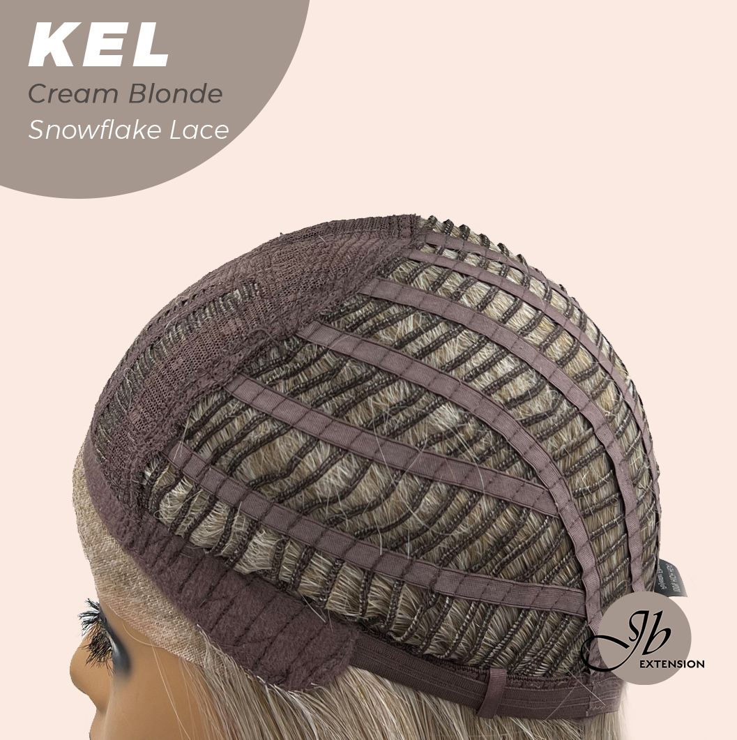 JBEXTENSION 22 Inches Cream Blonde Pre-Cut Snowflake Lace Frontlace Glueless Wig KEL CREAM BLONDE【PERMATEASE】【BENDY EAR TABS】- M/L