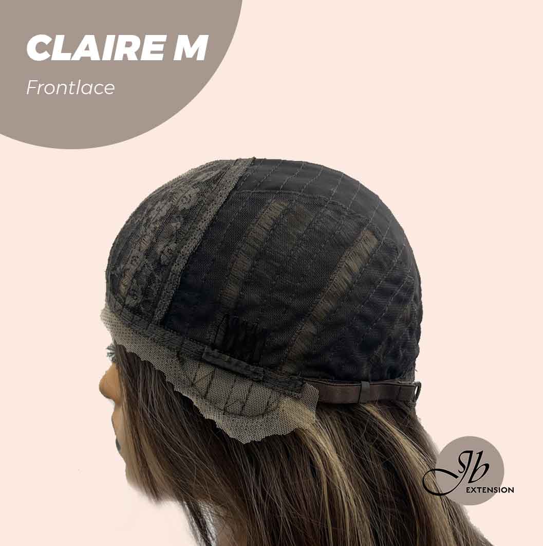 CLAIRE LACE M - 22 Inches Body Wave Brown With Highlight Pre-Cut Frontlace Glueless Wig