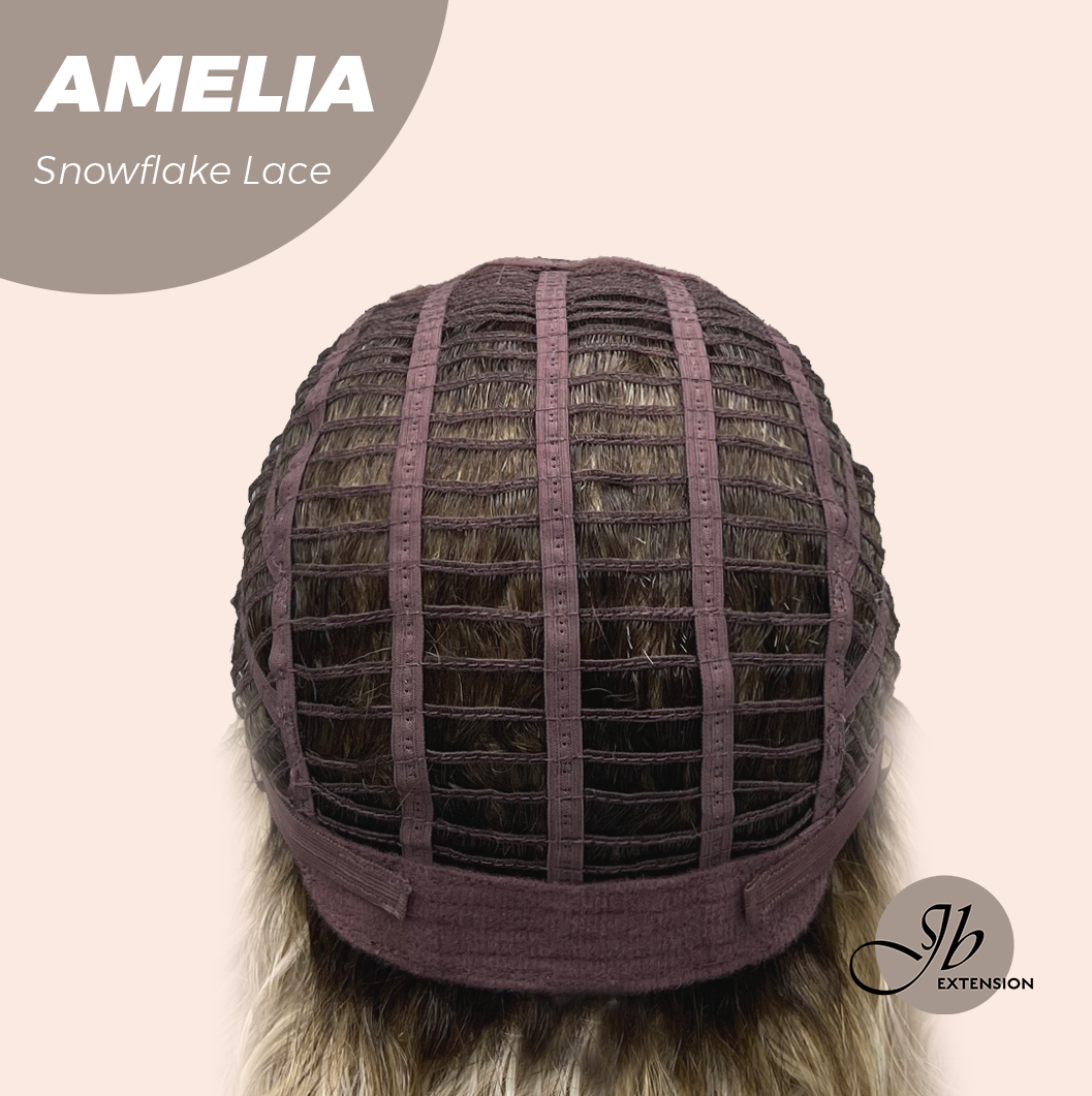 JBEXTENSION 13 Inches Deep Curly Blonde Pre-Cut Snowflake Lace Frontlace Glueless Wig AMELIA【PERMATEASE】【BENDY EAR TABS】