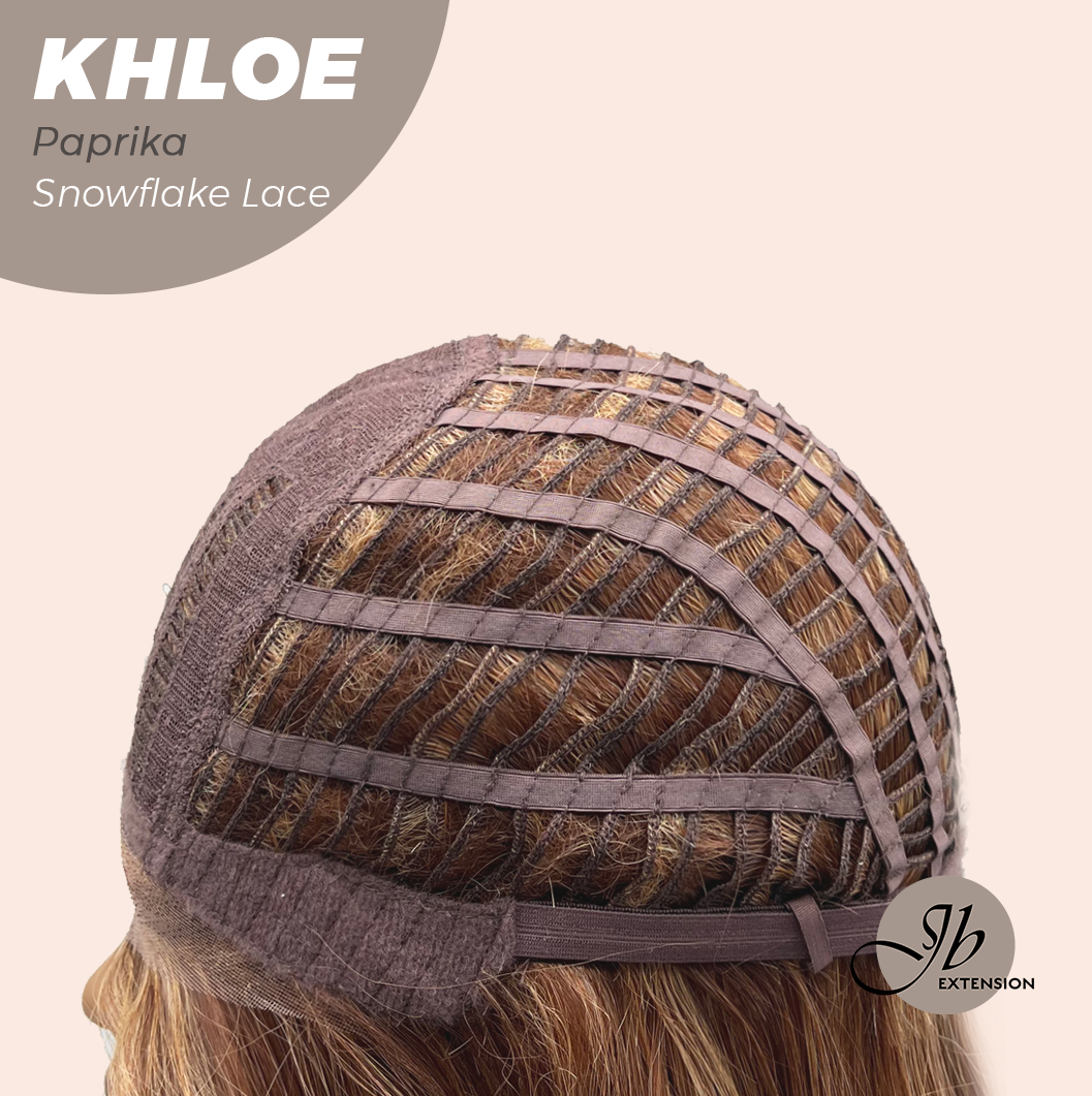 JBEXTENSION 12 Inches Bob Cut Paprika Pre-Cut Snowflake Lace Frontlace Glueless Wig KHLOE PAPRIKA【PERMATEASE】【BENDY EAR TABS】- M/L