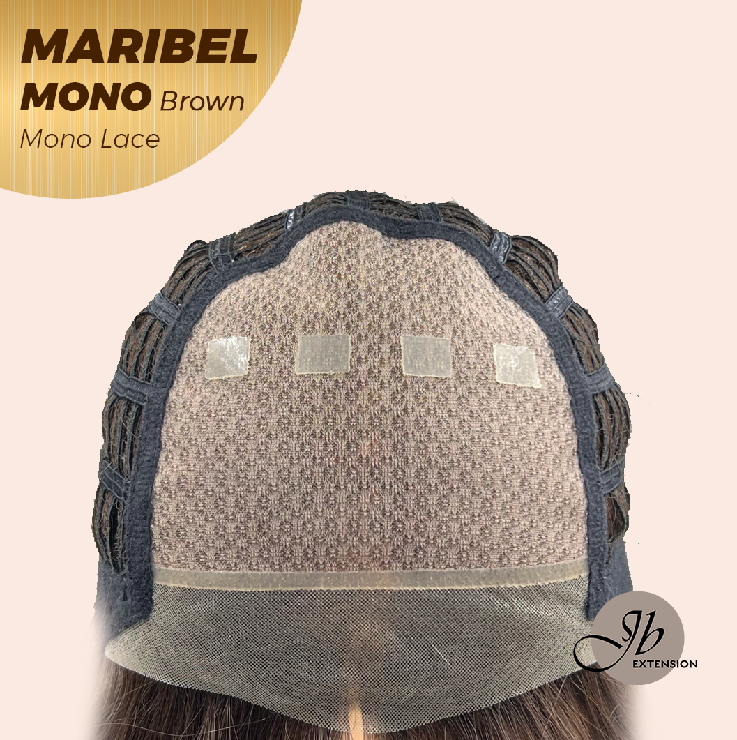 JBEXTENSION MARIBEL MONO Monofilament Handmade Wig 6X5 Full Monofilament Hand Tied Top Wig 16 Inches Brown Wave Mono Lace Wig With Anti-slip Silicone Strips Glueless Wig MARIBEL MONO BROWN【BENDY EAR TABS】