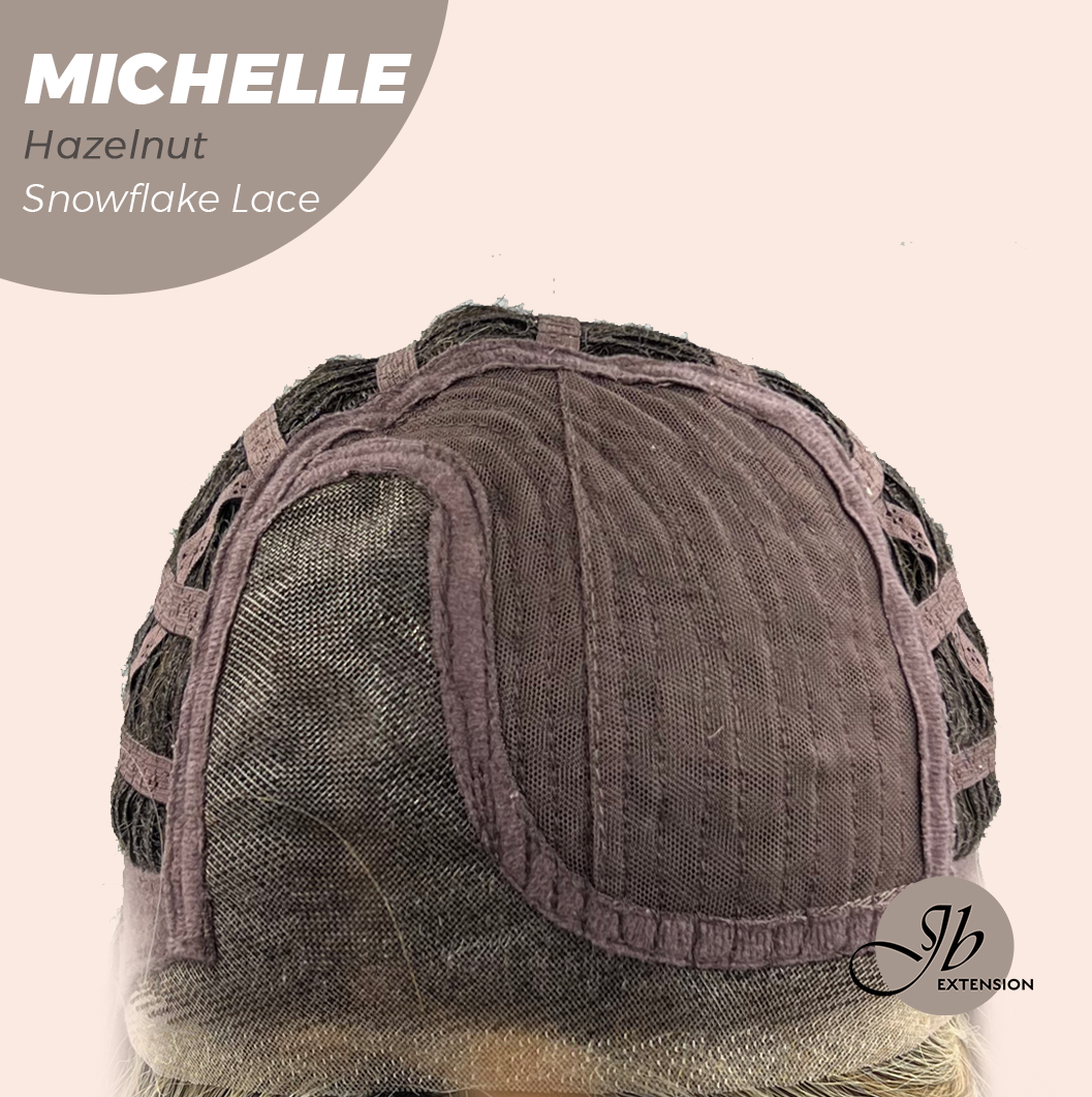 JBEXTENSION 10 Inches Hazelnut Blonde Highlight Pre-Cut Side Part Snowflake Lace Frontlace Glueless Wig MICHELLE HAZELNUT【BENDY EAR TABS】