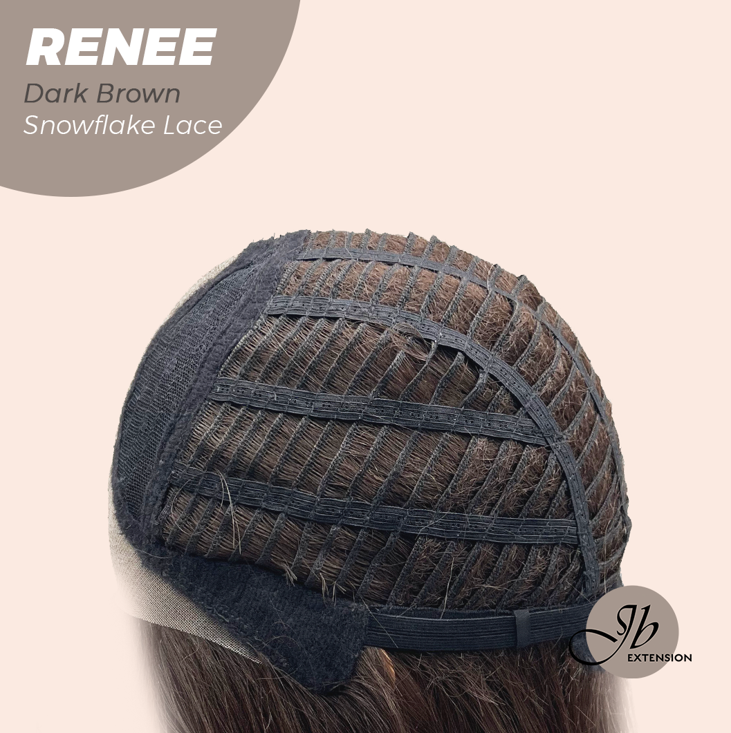 JBEXTENSION 21 Inches Dark Brown Pre-Cut T Part Snowflake Lace Frontlace Glueless Wig RENEE DARK BROWN【BENDY EAR TABS】